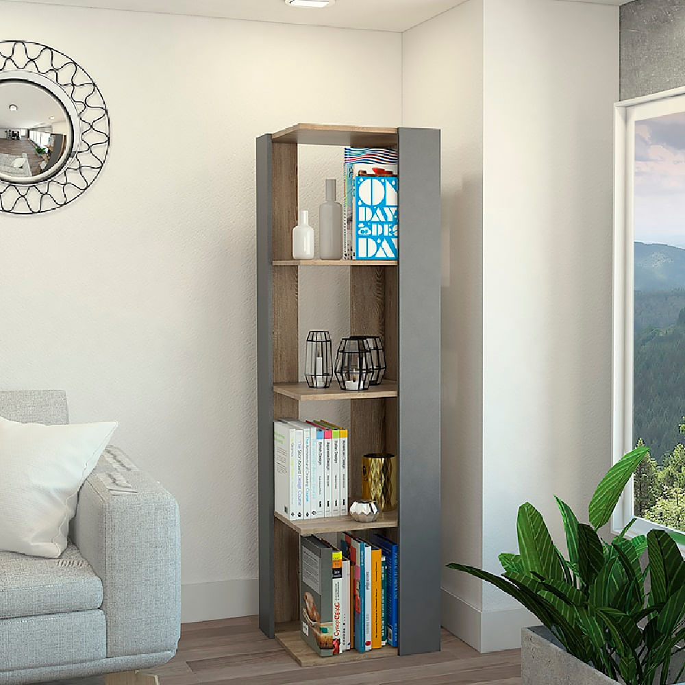Mueble Esquinero Amber Miel+Plomo