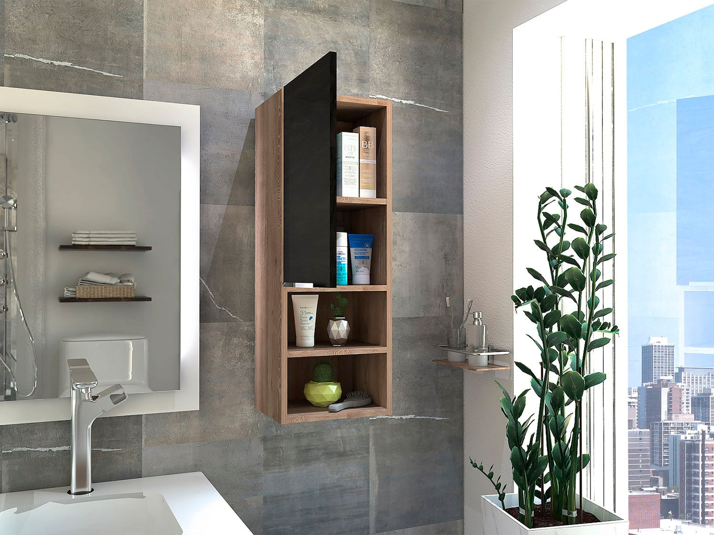 Mueble Auxiliar De Baño Mila Sombra+Miel