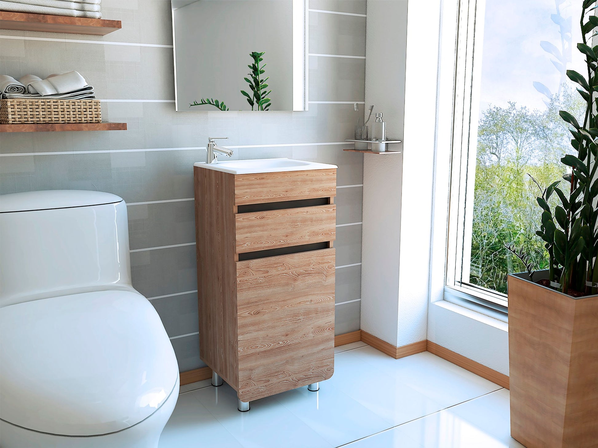 Mueble Lavamanos Aluvia Corona Miel + Plomo