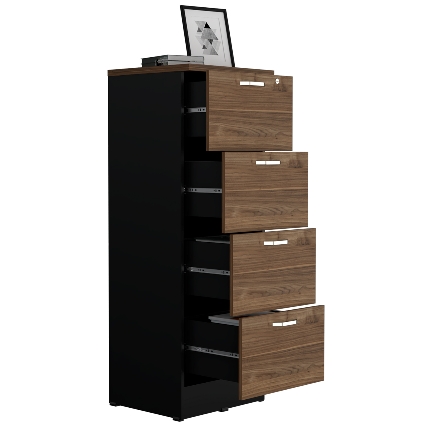 Mueble Archivador 4 Cajones Monarca Negro+Gales
