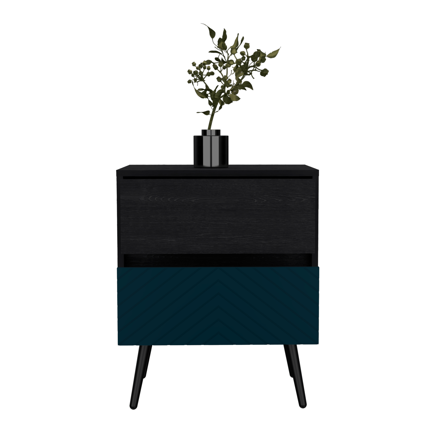 Nochero Lutso 2Cajon 60 X 50  Roble Negro Aqua