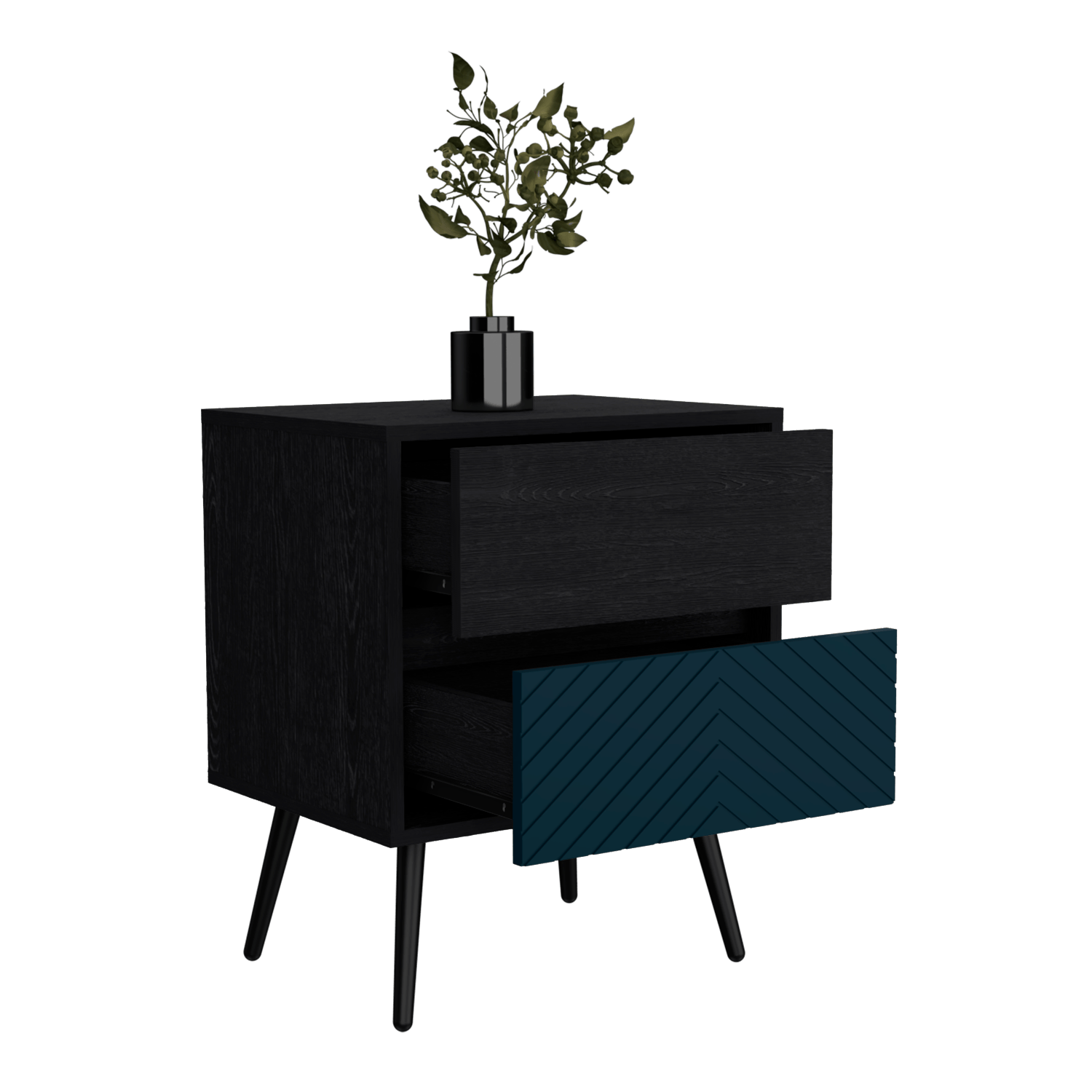 Nochero Lutso 2Cajon 60 X 50  Roble Negro Aqua