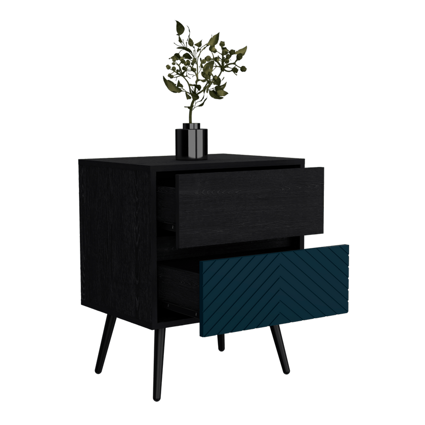 Nochero Lutso 2Cajon 60 X 50  Roble Negro Aqua