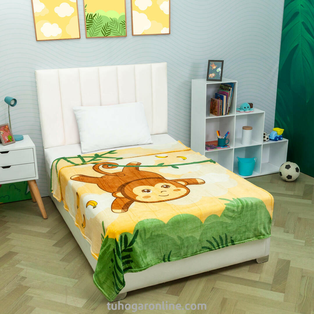 Cobija Línea Zoo Piel De Durazno Estampada Mico Colgando Estampados Animados