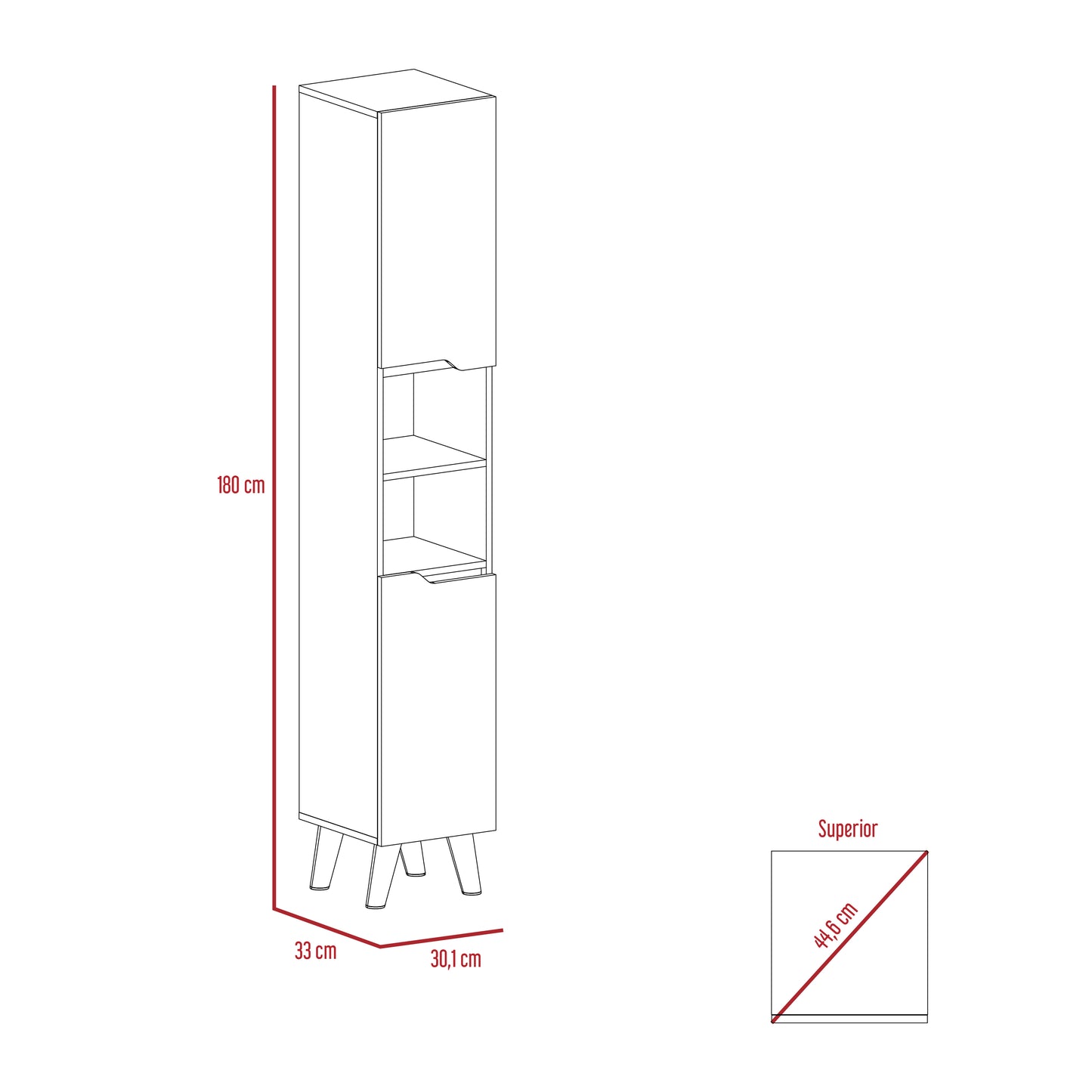 Mueble Para Baño Alto Laurent 180X30X33 Rta Plomo Duna