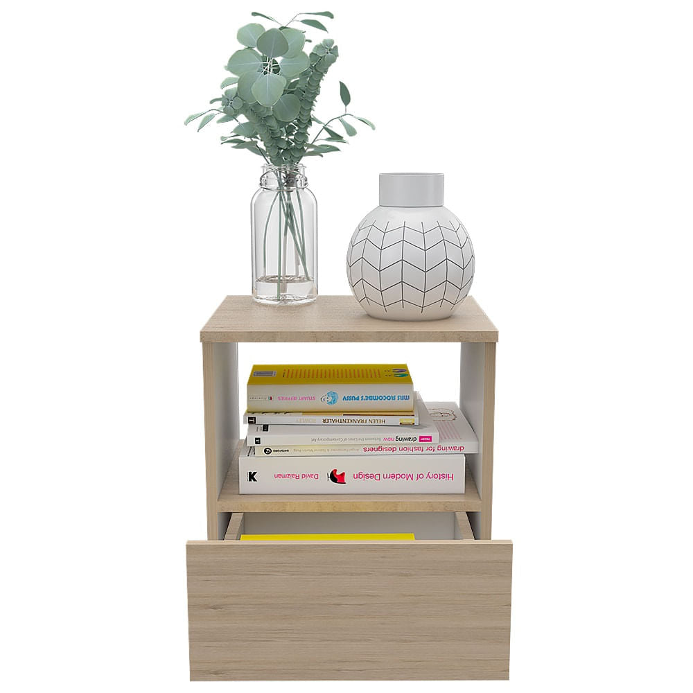 Mesa De Noche Camel Rovere+Blanco
