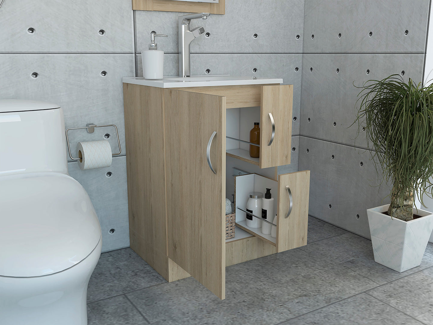 Mueble De Baño Vanguard Rta Rovere + Blanco