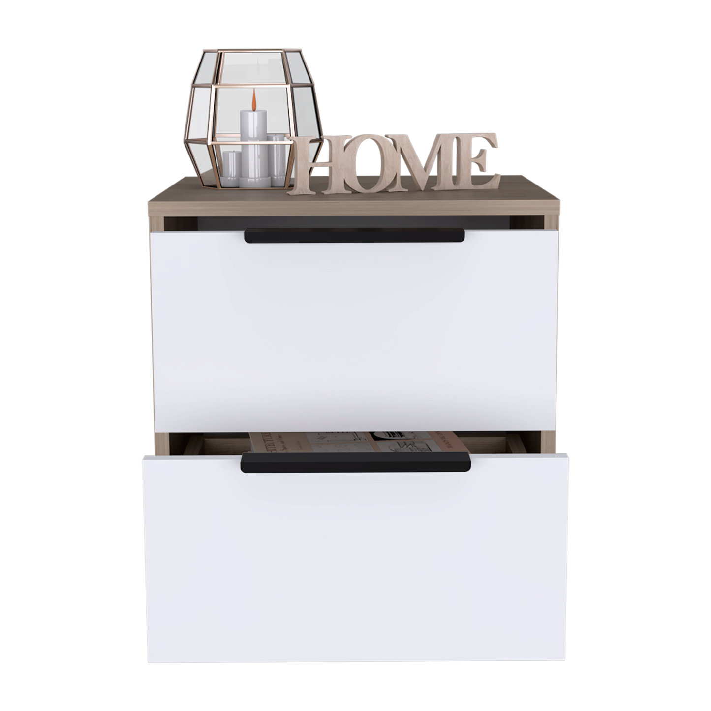 Mesa De Noche Kaia X2 Und Rovere+Blanco