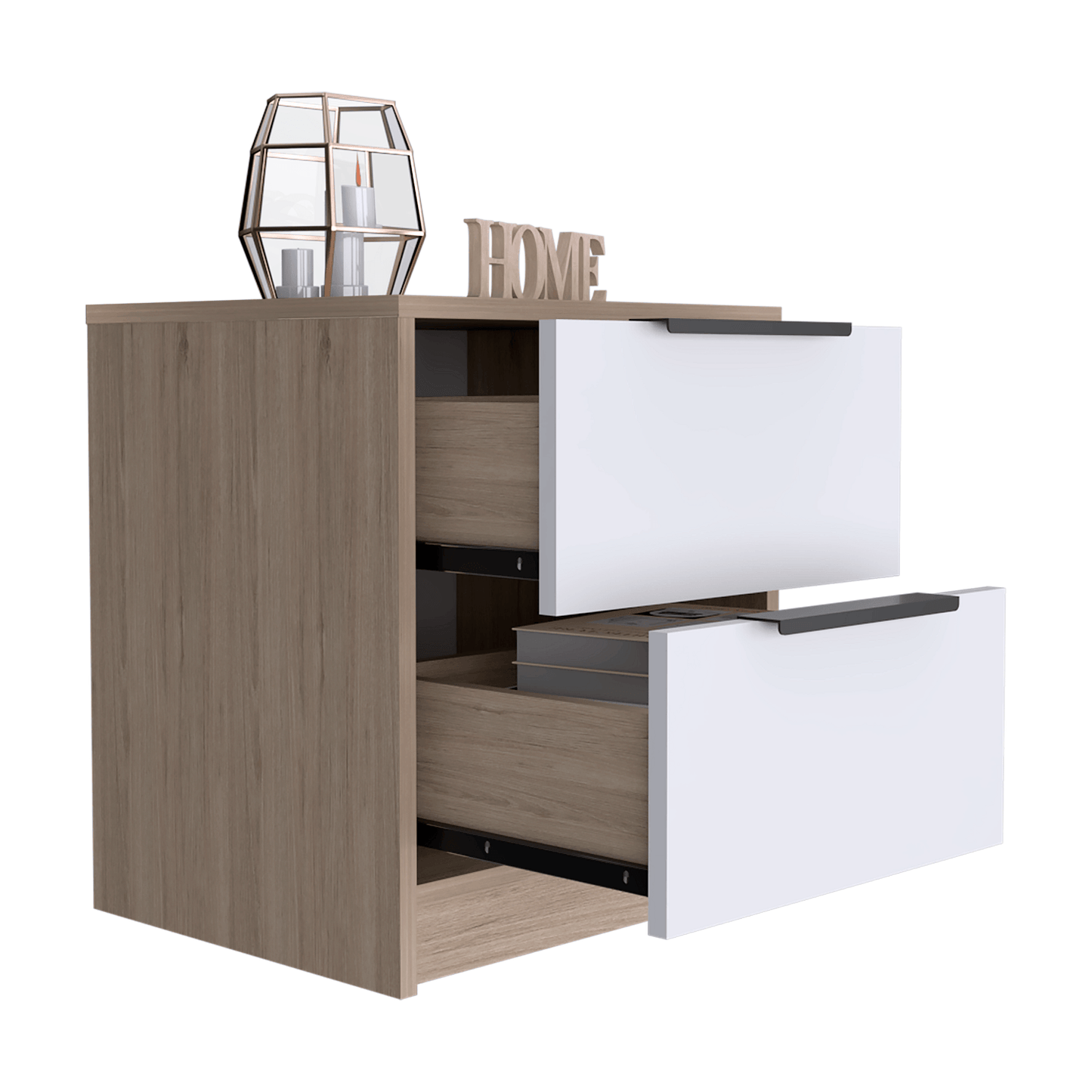Mesa De Noche Kaia X2 Und Rovere+Blanco