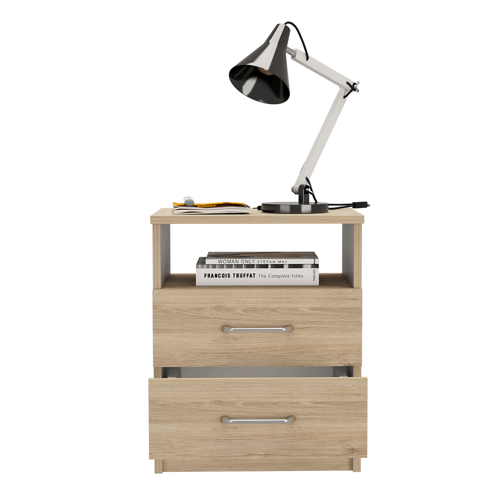 Mesa De Noche Galileo Rovere+Blanco