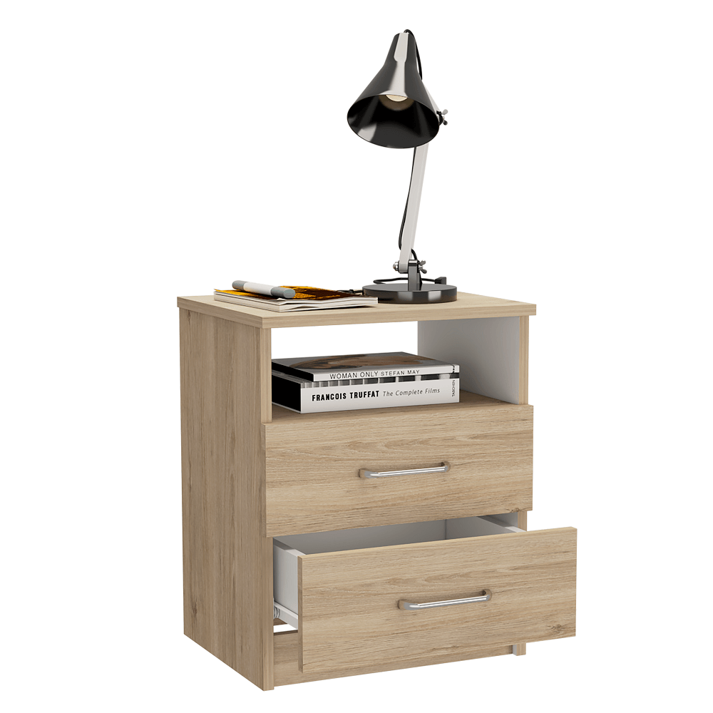 Mesa De Noche Galileo Rovere+Blanco