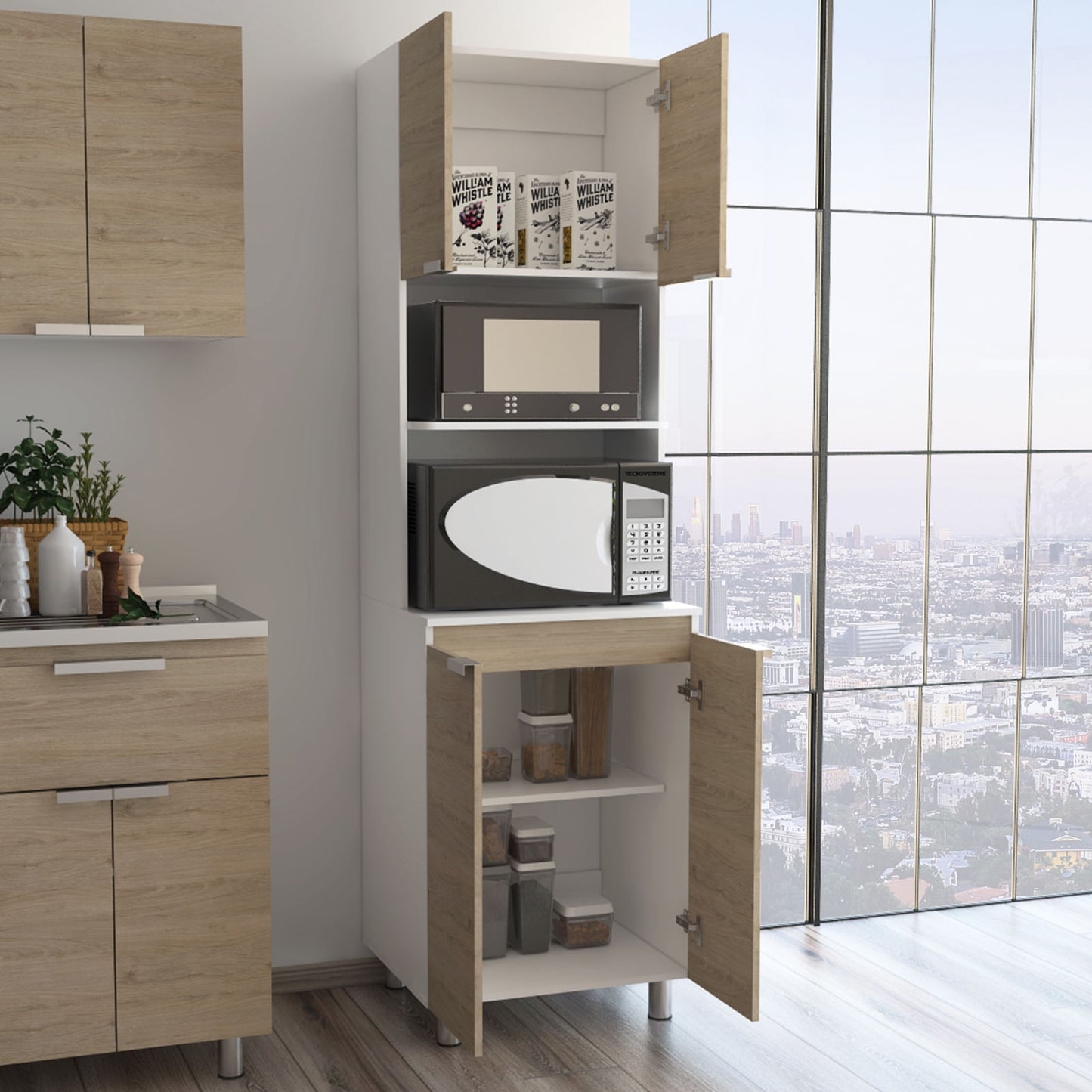 Mueble Microondas Fendi Rta Blanco Rovere