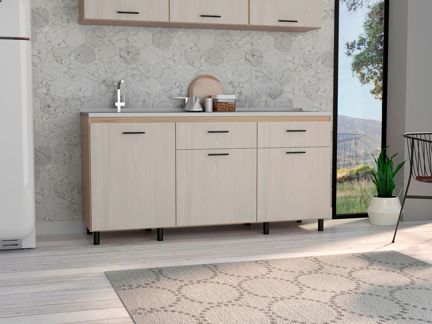Modulo Inferior 180 Cocina Gante Rta Rovere Niebla Incluye Lavaplatos