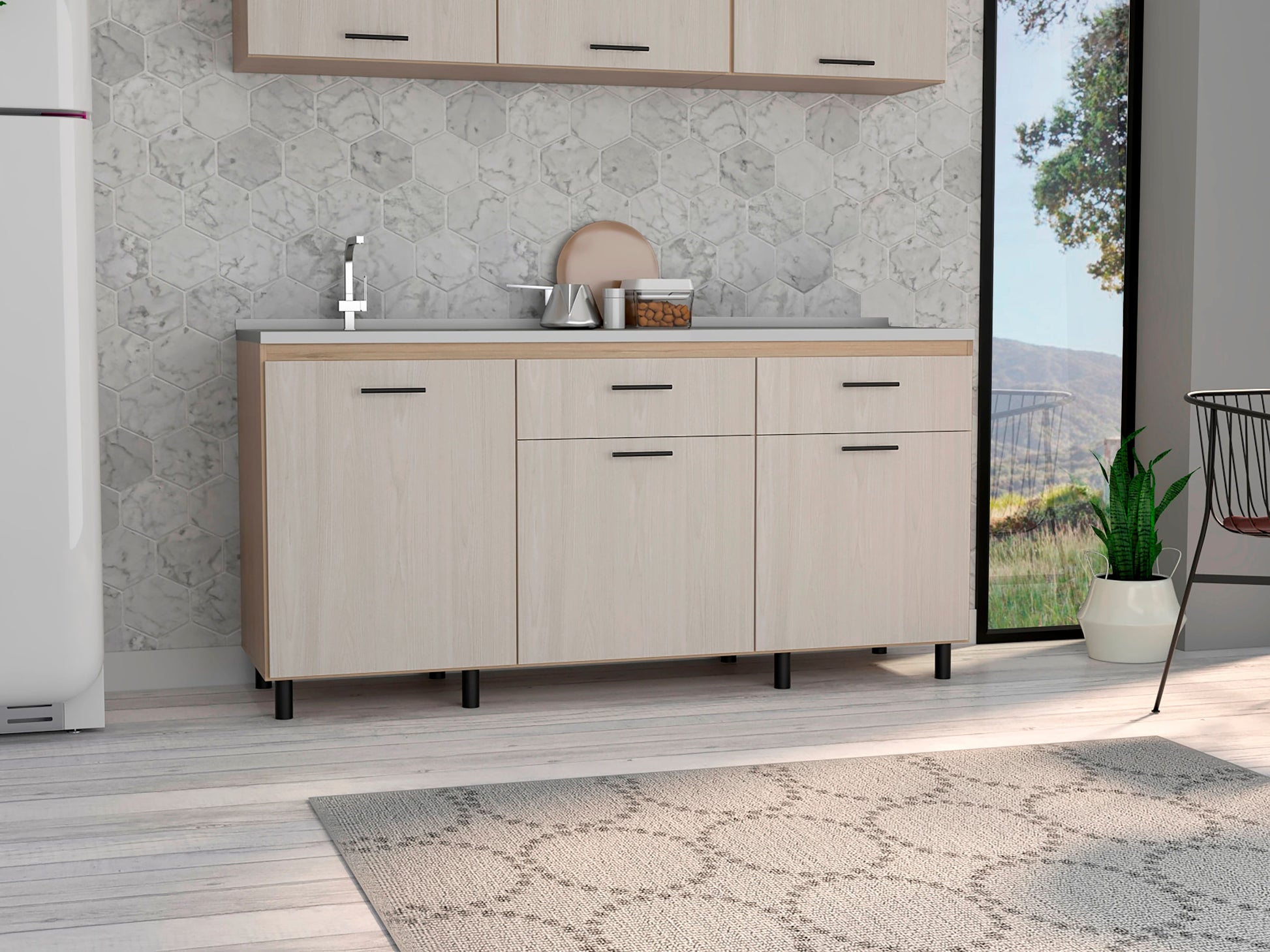 Modulo Inferior 180 Cocina Gante Rta Rovere Niebla Incluye Lavaplatos