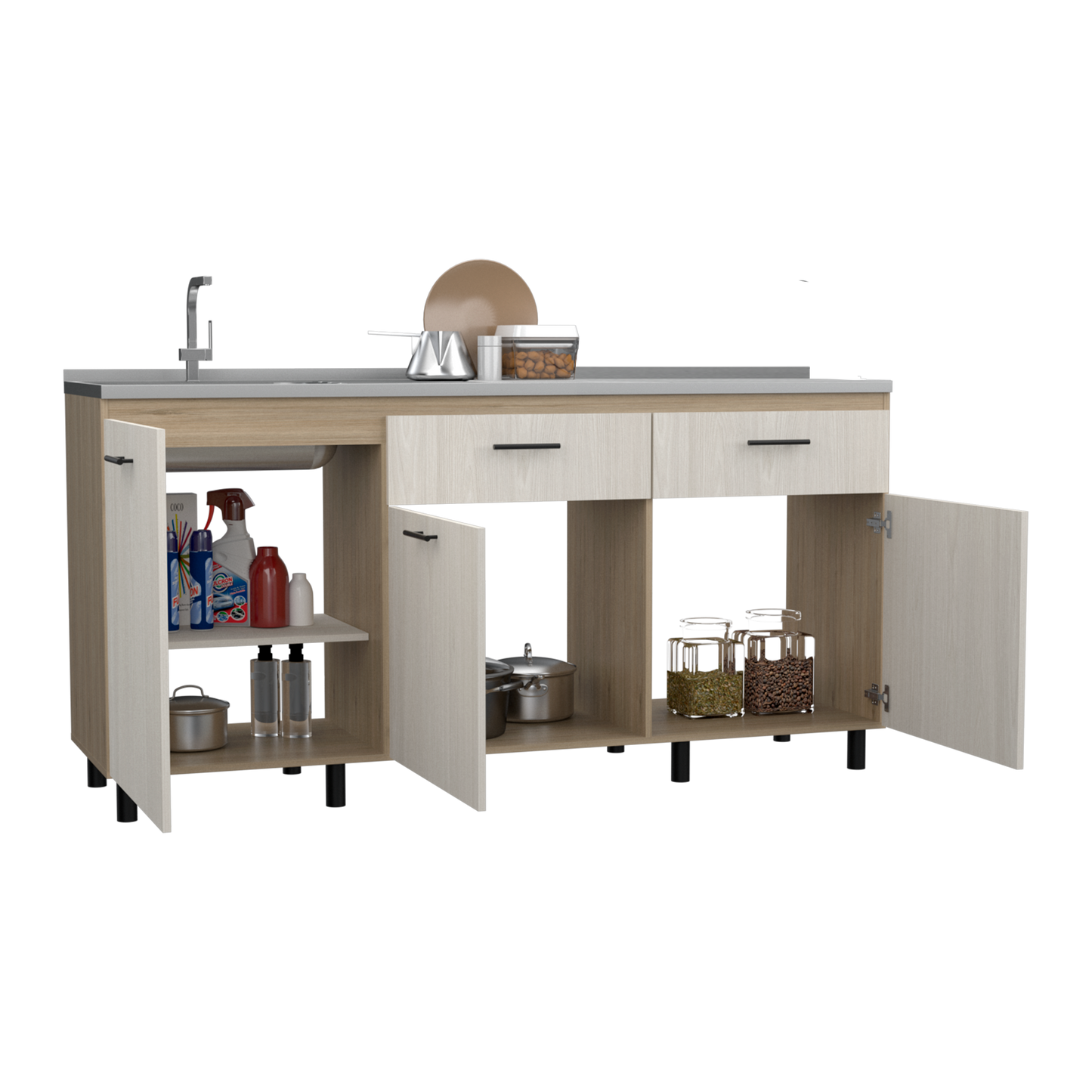 Modulo Inferior 180 Cocina Gante Rta Rovere Niebla Incluye Lavaplatos