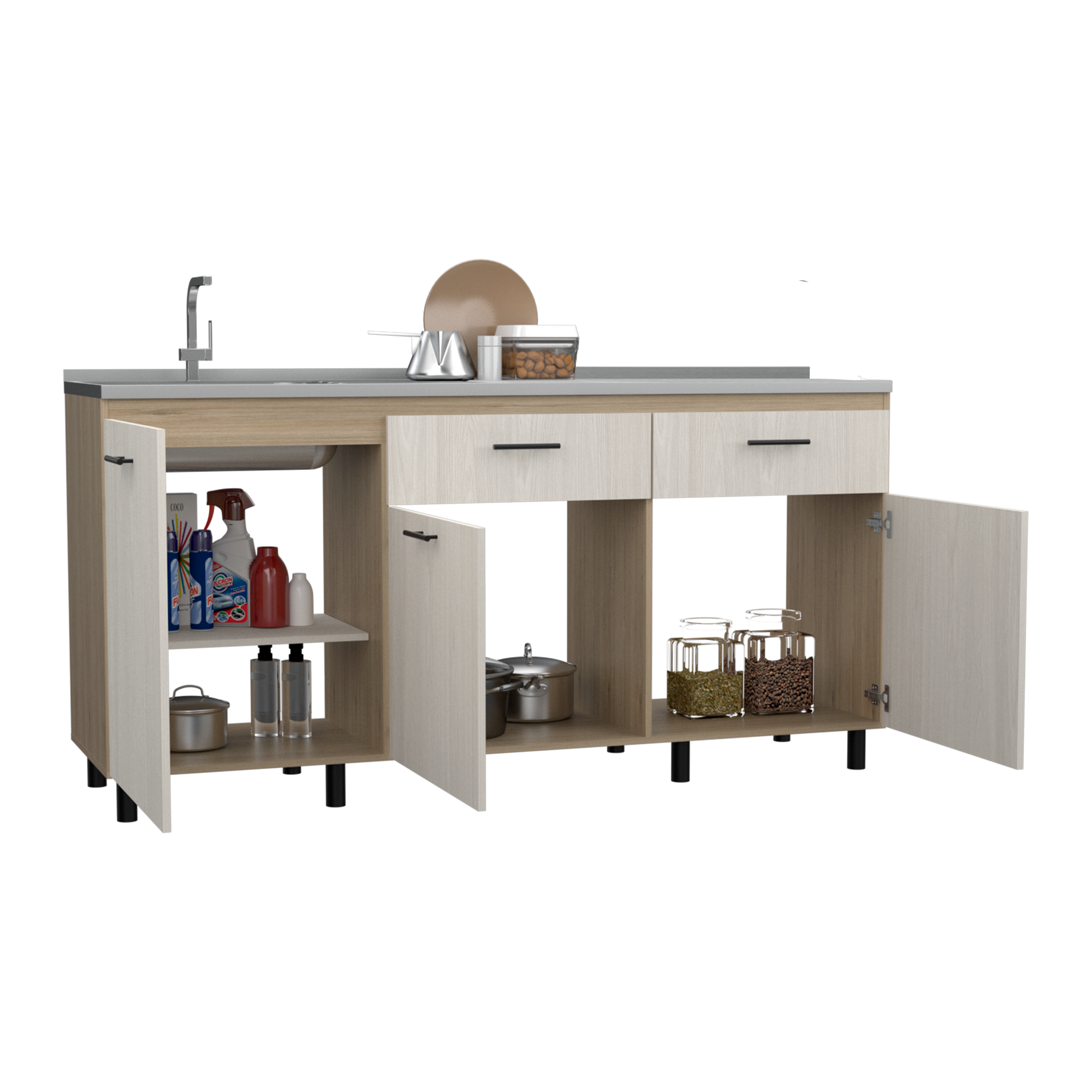 Modulo Inferior 180 Cocina Gante Rta Rovere Niebla Incluye Lavaplatos