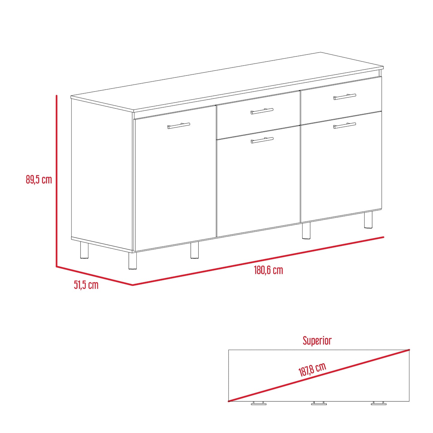 Modulo Inferior 180 Cocina Gante Rta Rovere Niebla