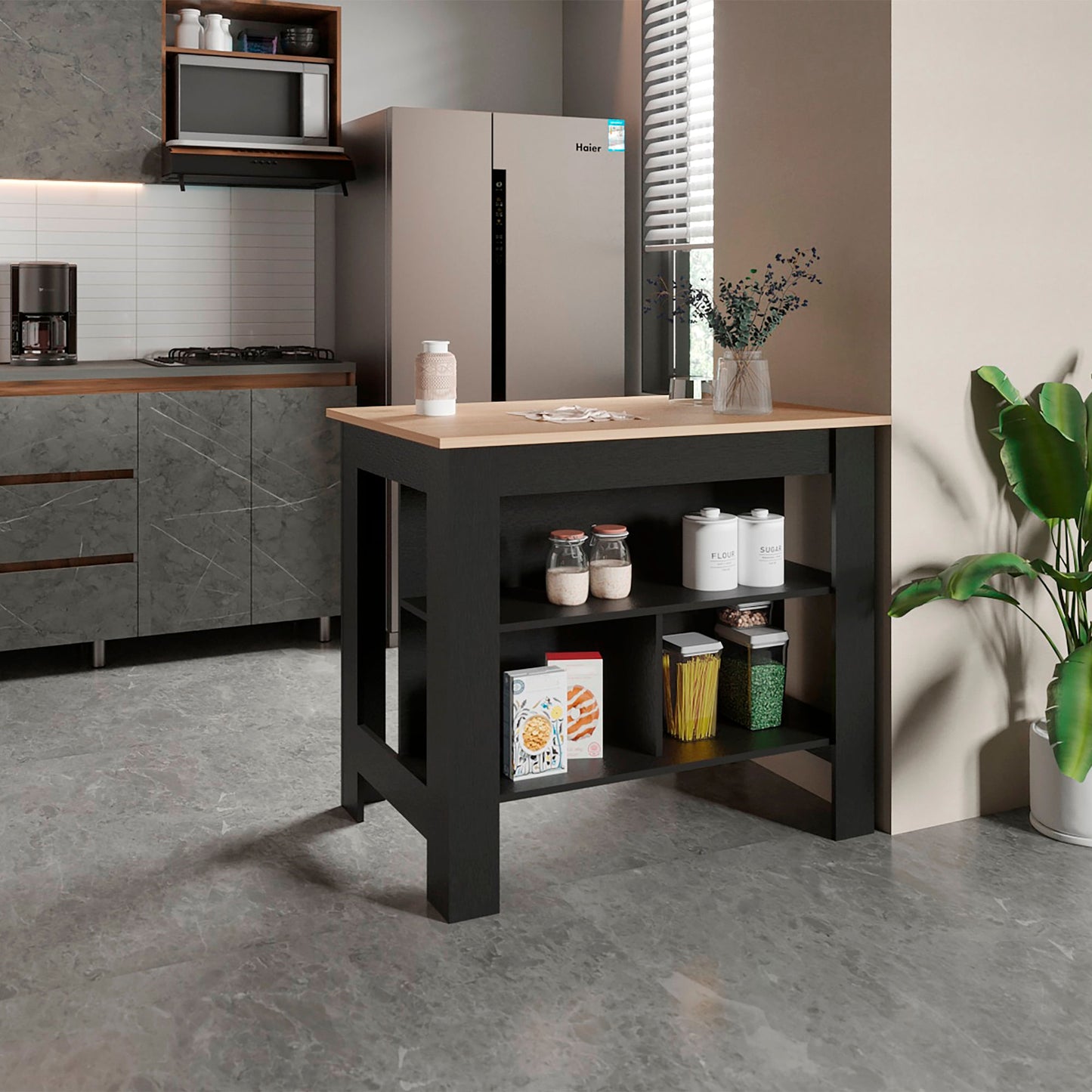 Isla Cala De Cocina 90X103 Rta Rovere Wengue Zf