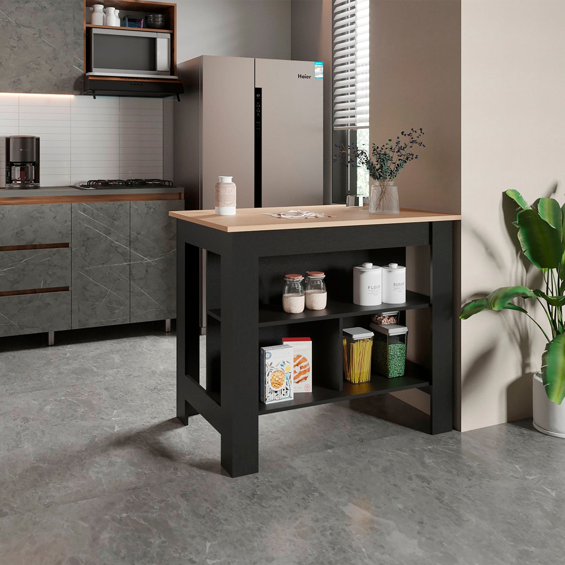 Isla Cala De Cocina 90X103 Rta Rovere Wengue Zf