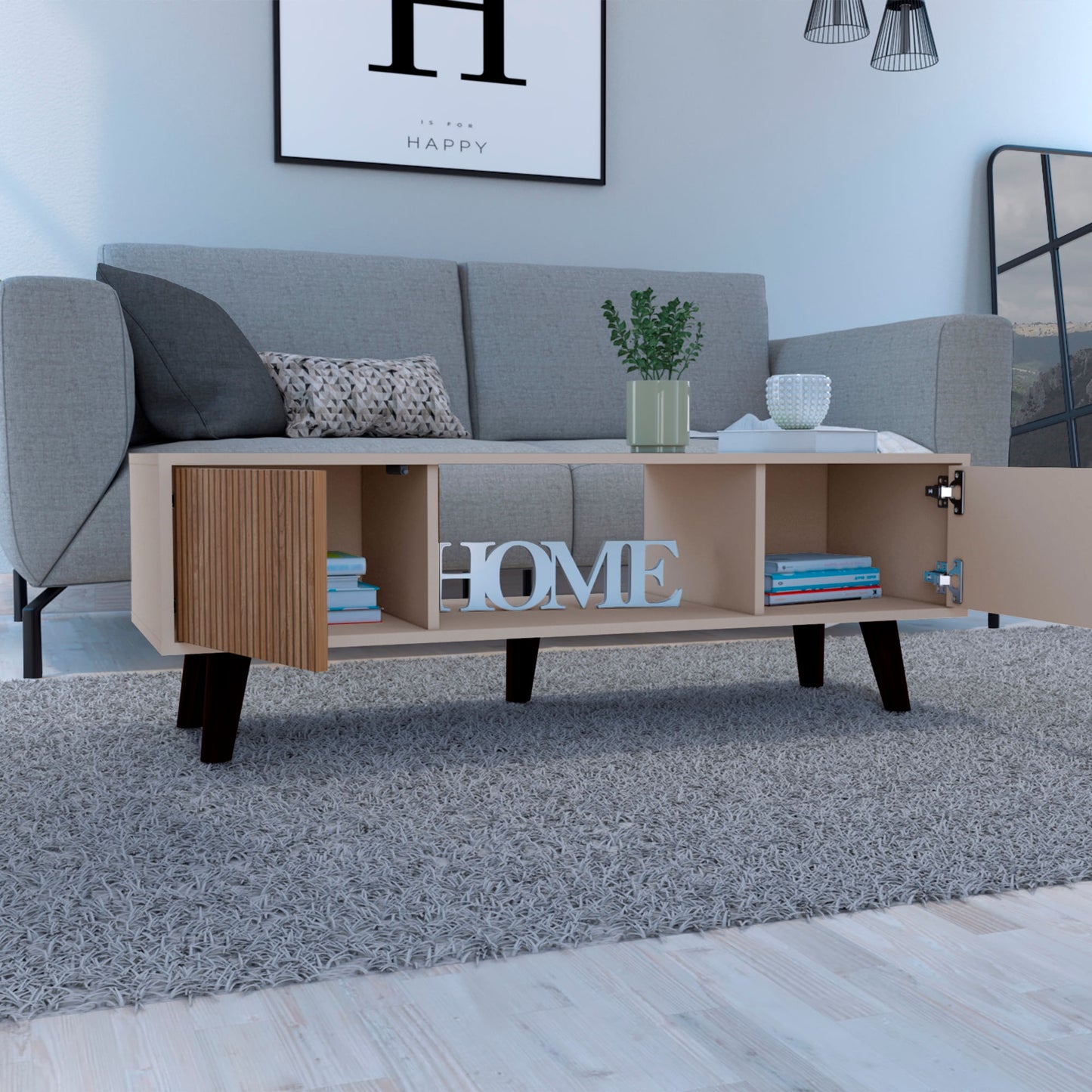 Mesa De Centro Funes L 120 X 40 Rta Taupe Lenno