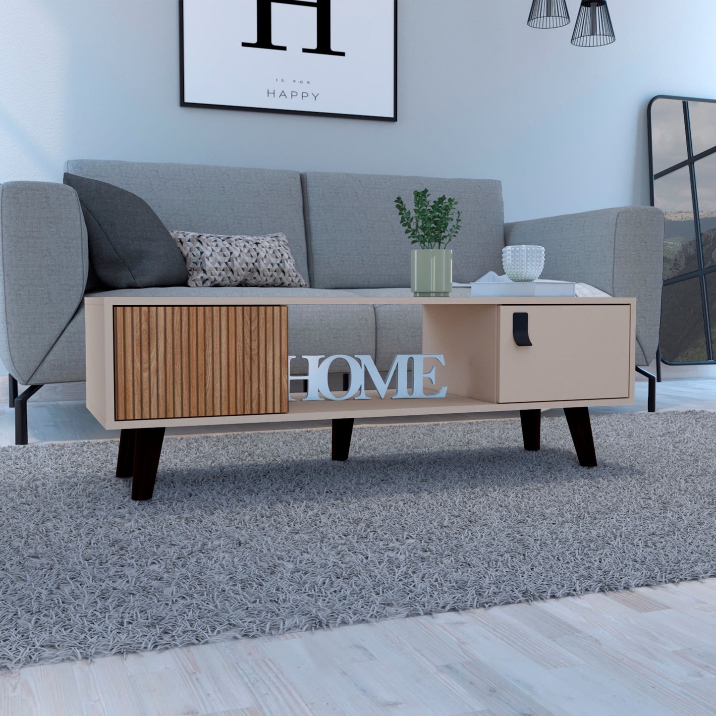 Mesa De Centro Funes L 120 X 40 Rta Taupe Lenno