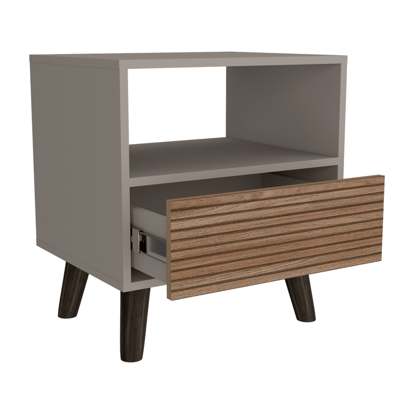 Mesa De Noche Funes L 55 X 50 Rta Taupe Lenno