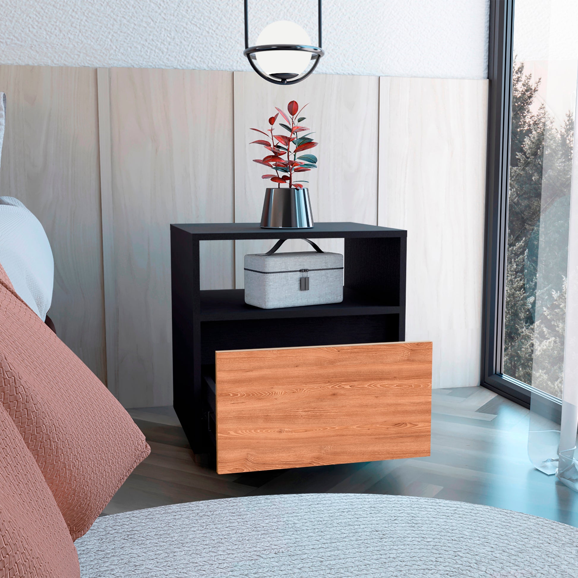 Mesa De Noche Austin 1C 52X48 Rta Wengue Miel