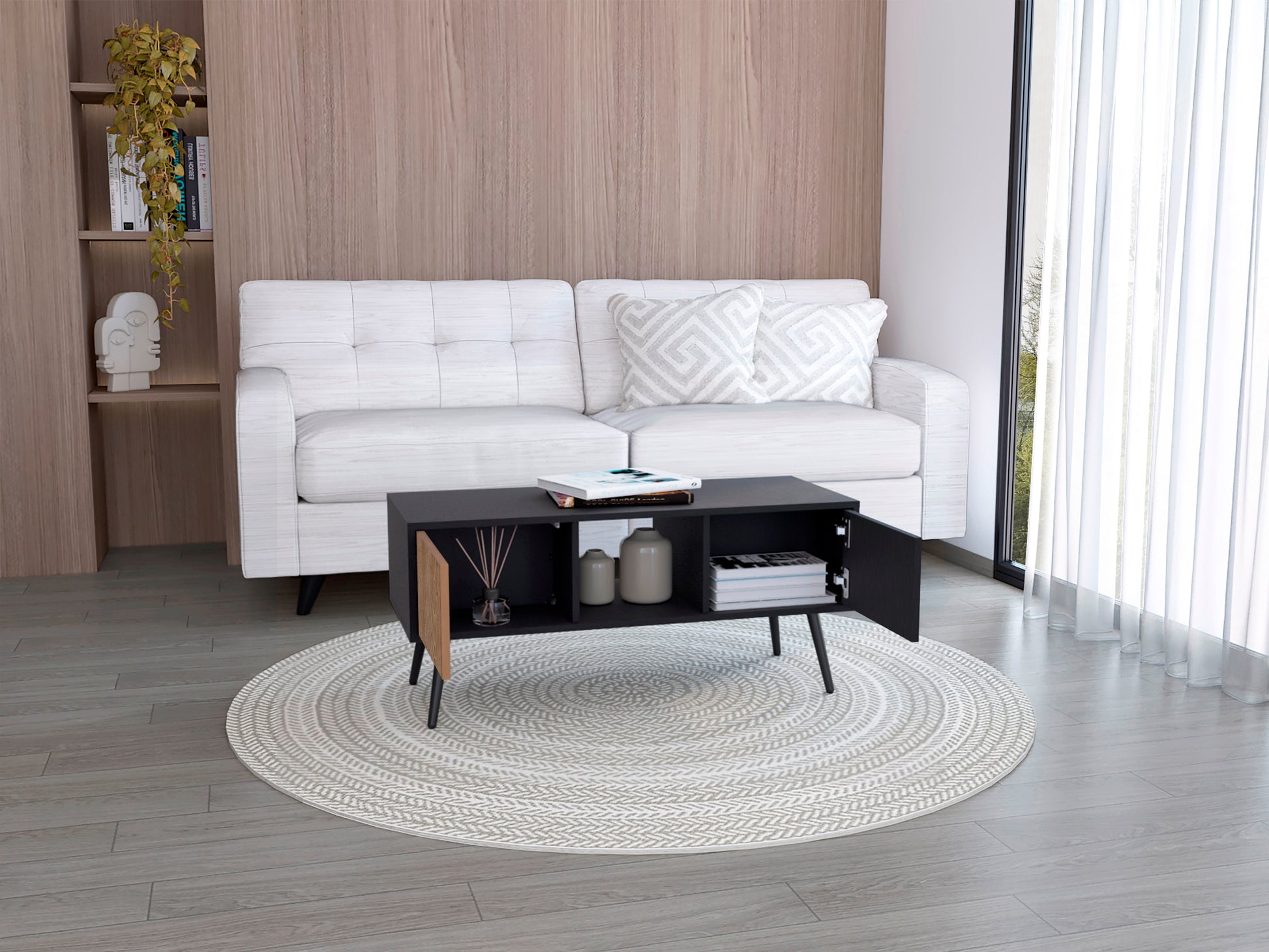 Mesa De Centro Funes Eco 45 X 100 Rta Wengue Miel