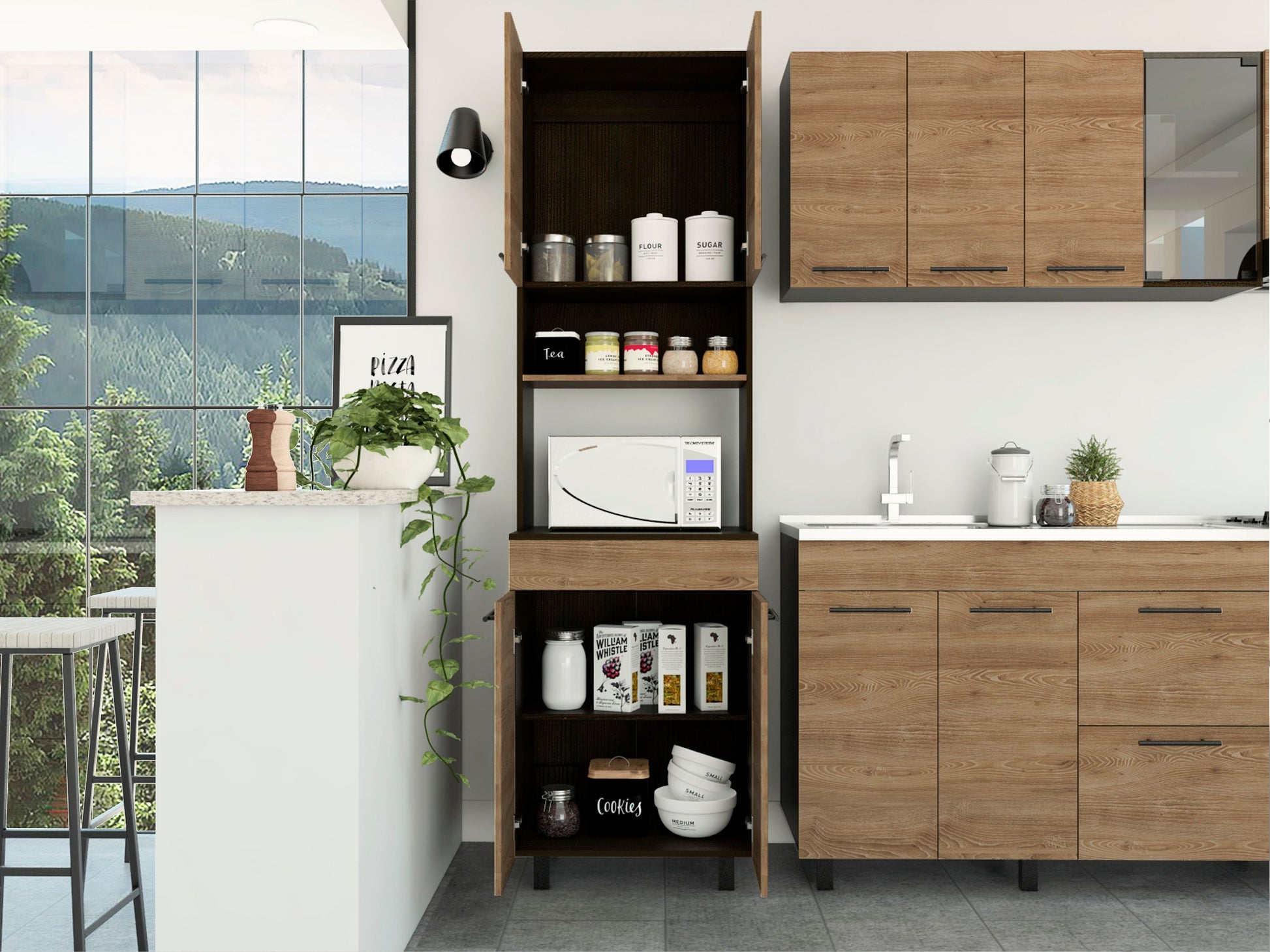 Modulo Microondas Cocina Luna Mod Era Wengue + Miel