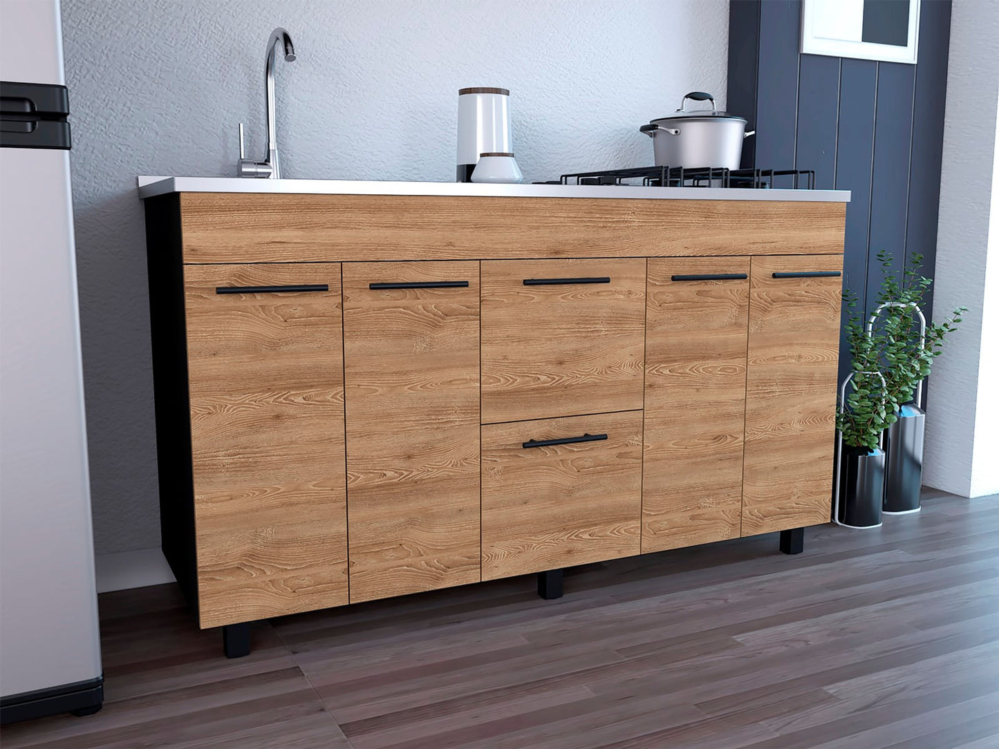 Mueble Inferior Cocina Luna 150 Rta Wengue + Miel