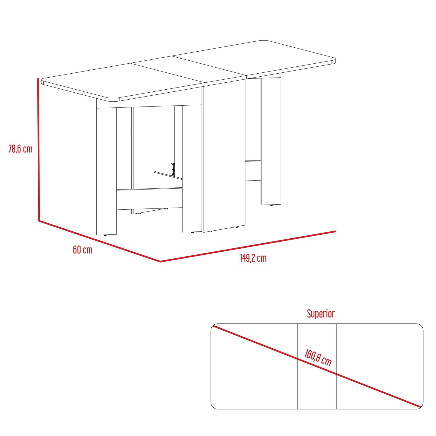 Mesa Plegable Gateleg Rta Wengue Macadamia