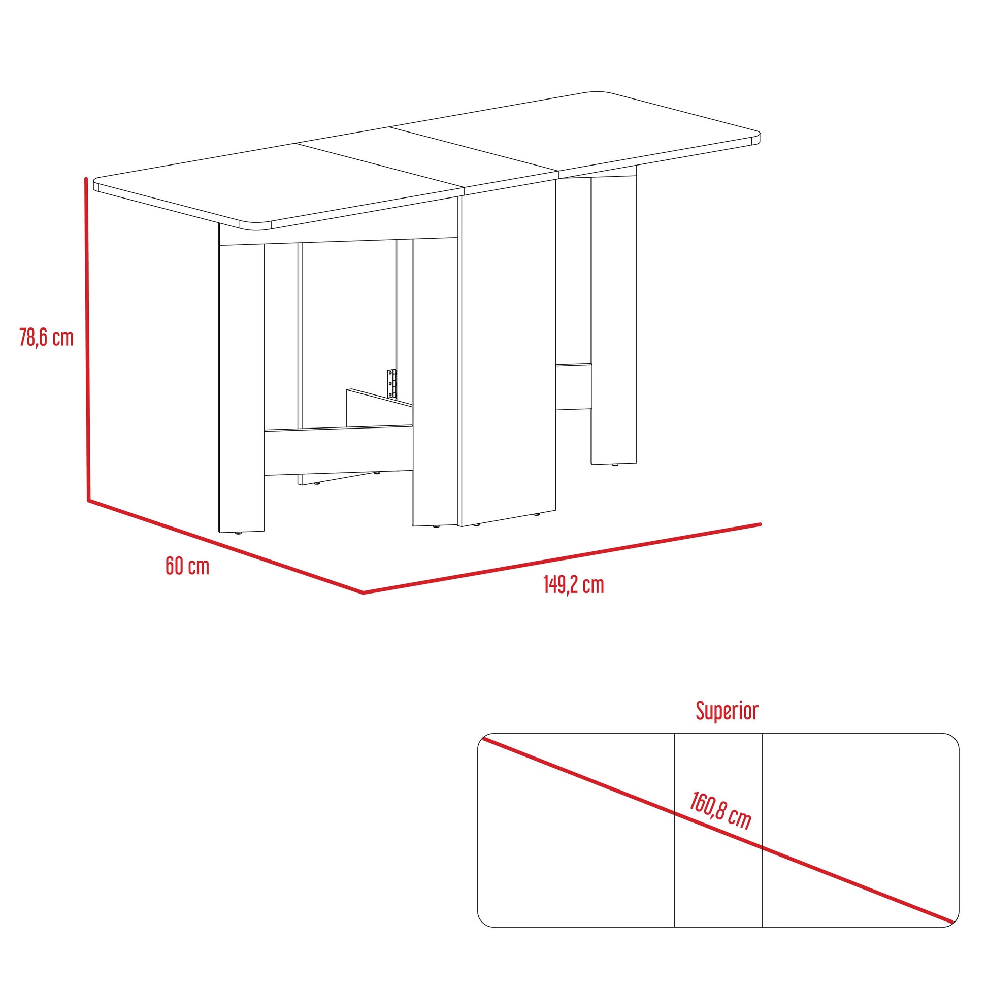 Mesa Plegable Gateleg Rta Wengue Macadamia