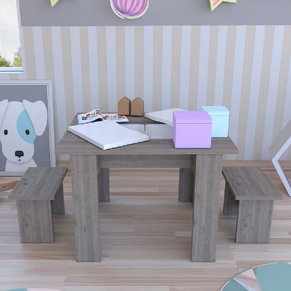 Mesa De Actividades Estudia Y Juega Bardolino+Blanco Brillante