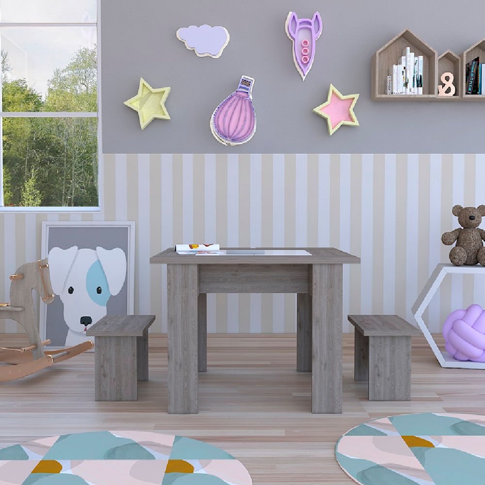 Mesa De Actividades Estudia Y Juega Bardolino+Blanco Brillante