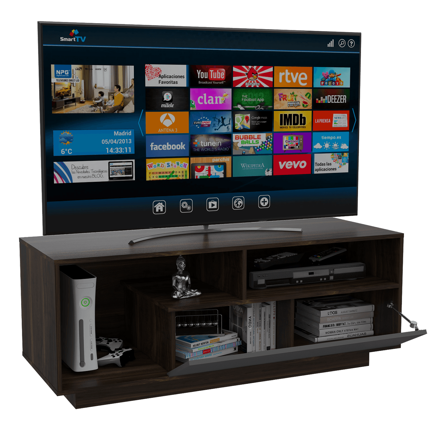 Mesa De Tv Adelle Rta Nogal + Plomo