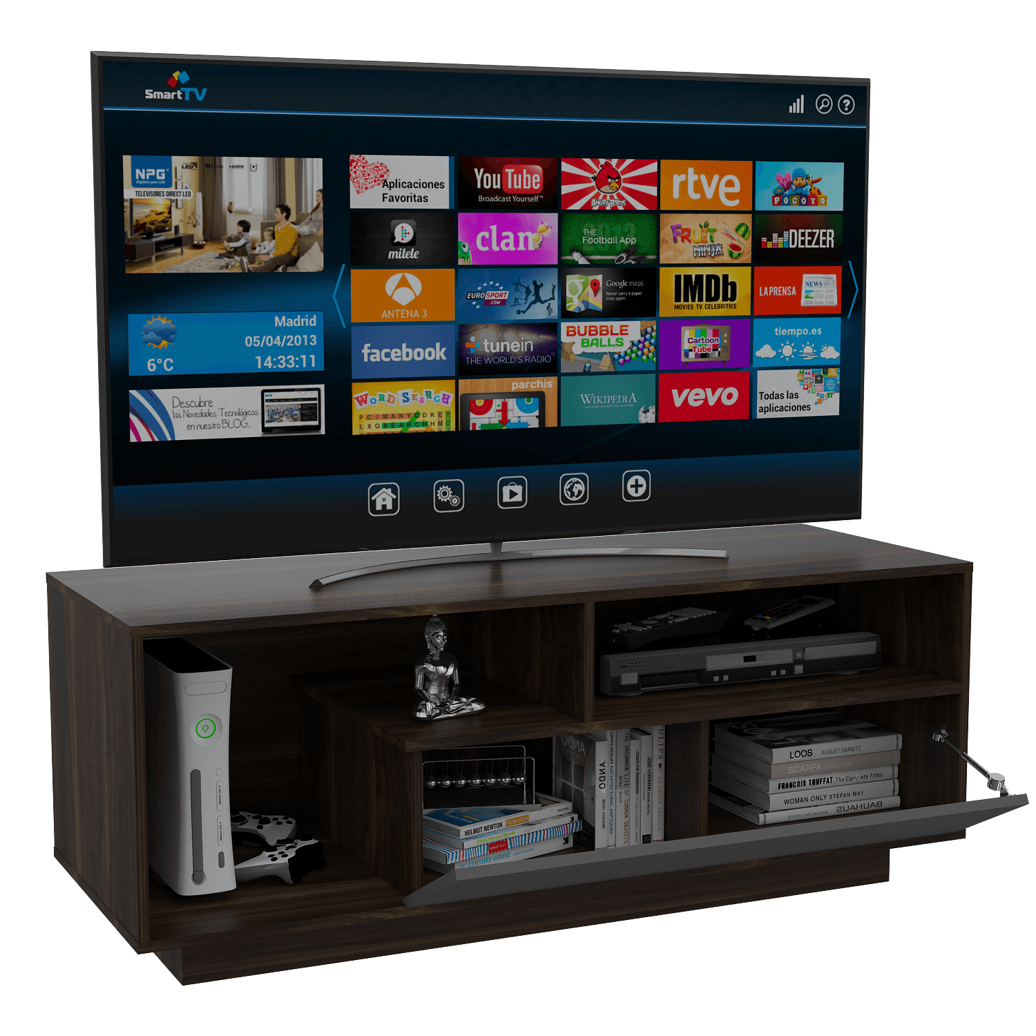 Mesa De Tv Adelle Rta Nogal + Plomo