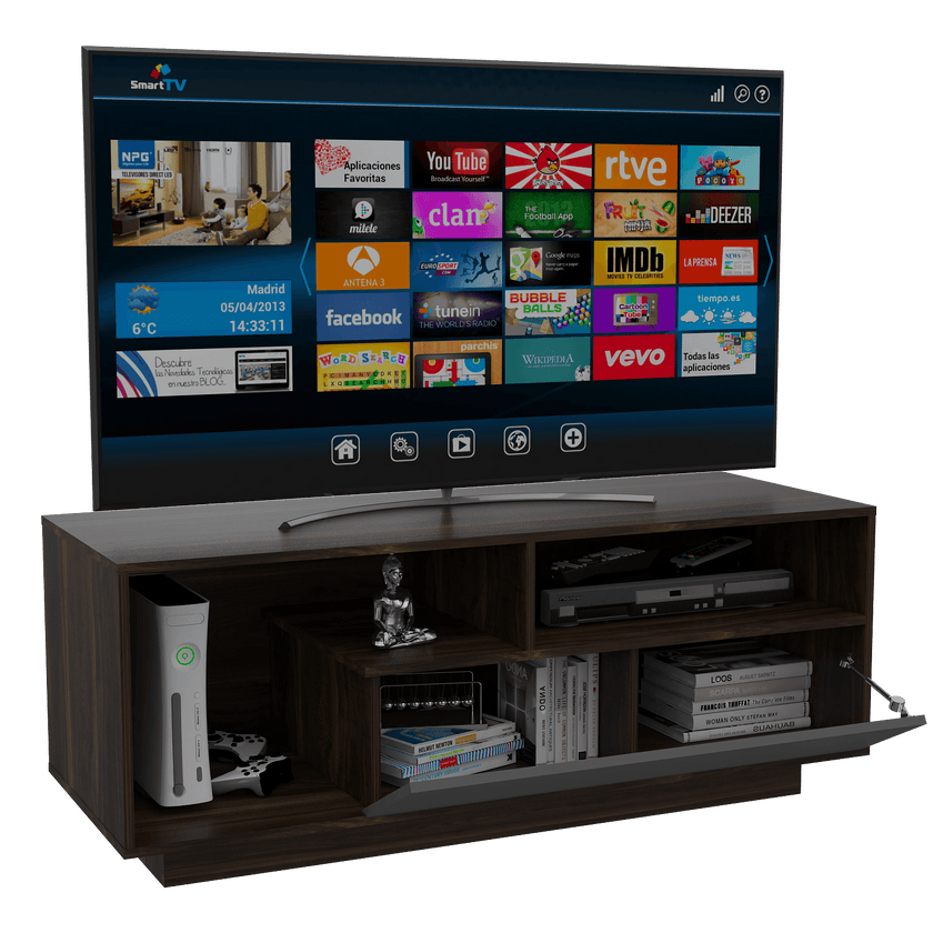 Mesa De Tv Adelle Rta Nogal + Plomo
