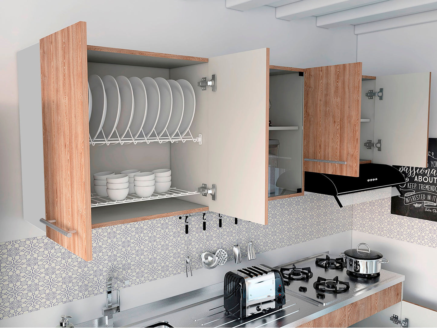 Mueble Superior Cocina 180 Bari Rta Blanco + Miel