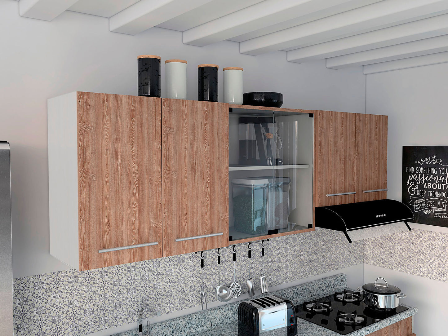 Mueble Superior Cocina 180 Bari Rta Blanco + Miel