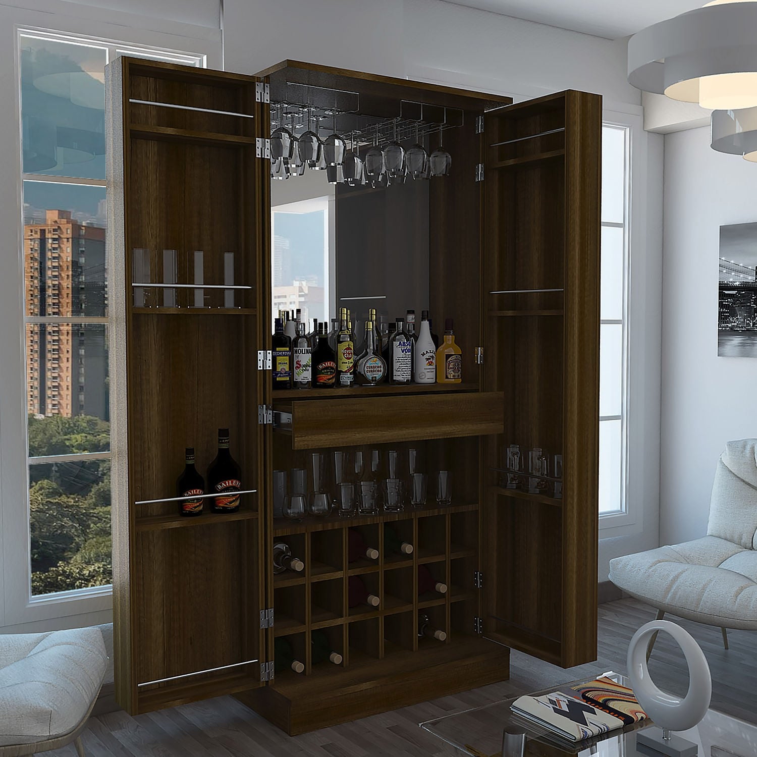 Bar Malbec Con Espejo Alto Rta Caramelo
