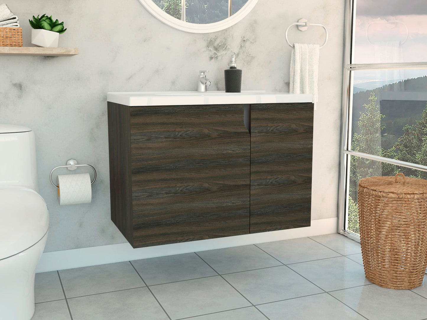 Mueble Elipse Vital 80 (1C) Carbon+Plomo 55X80X45 Cm