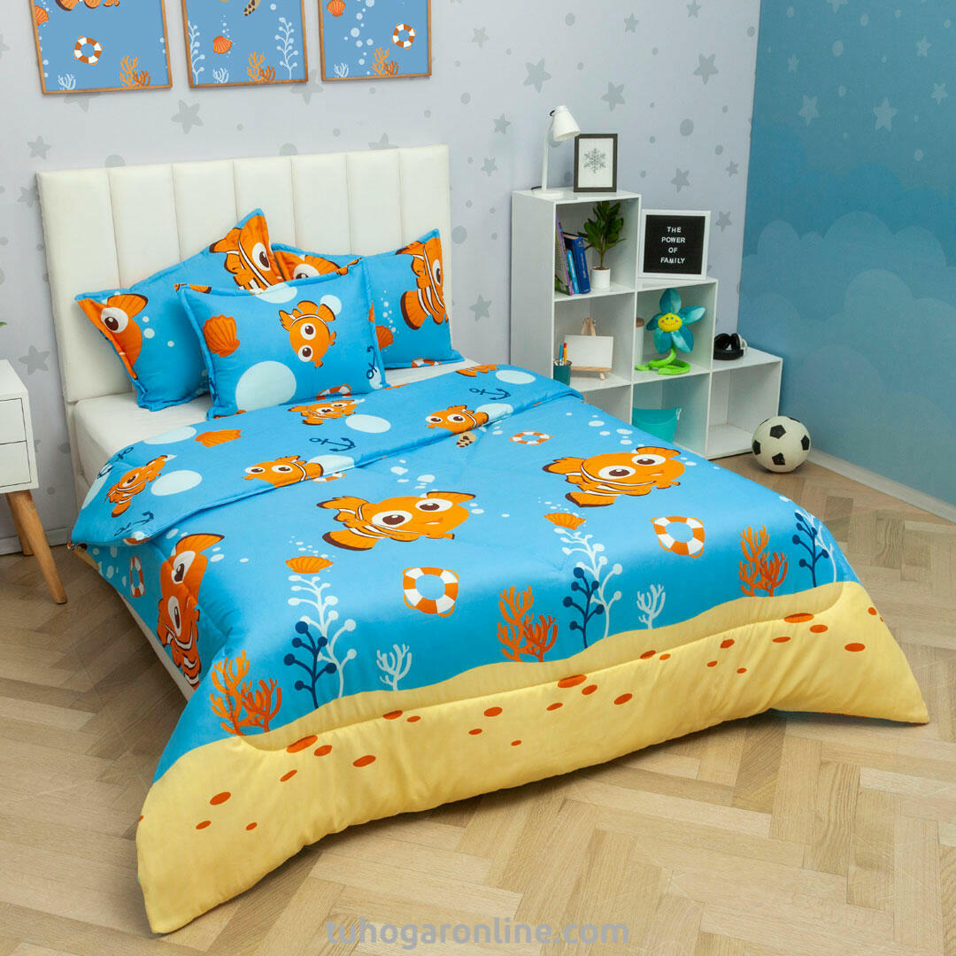 Cubrelecho Acolchado Disney Buscando A Nemo Celeste Estampados Animados