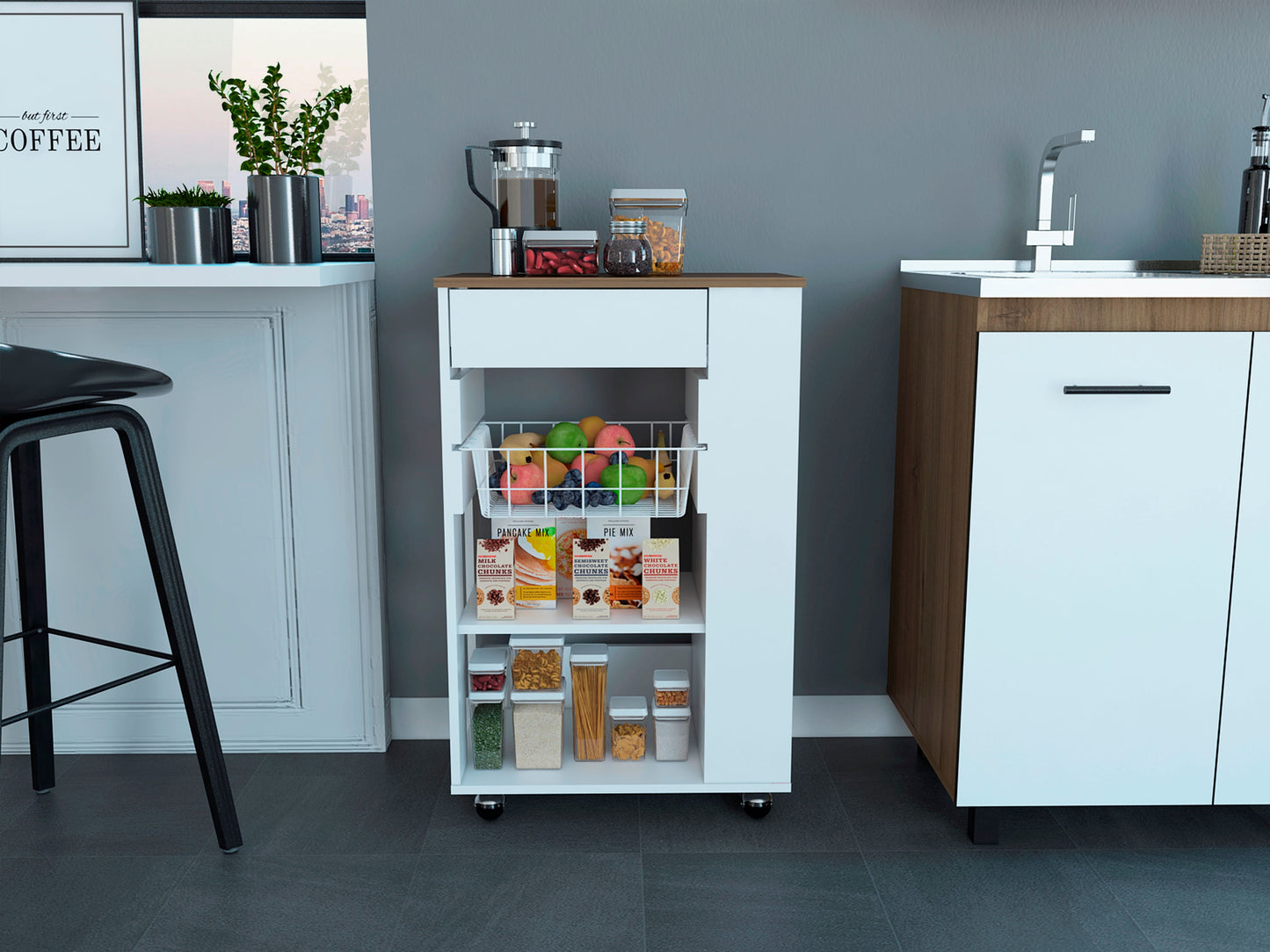 Organizador De Cocina Blossom Rta Blanco + Café Espresso