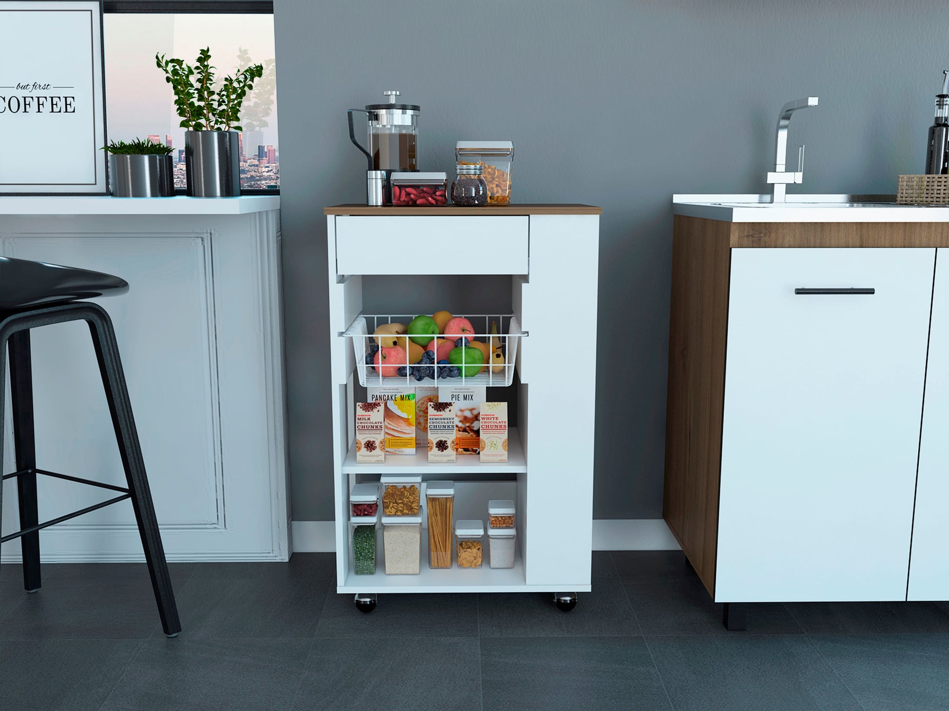 Organizador De Cocina Blossom Rta Blanco + Café Espresso