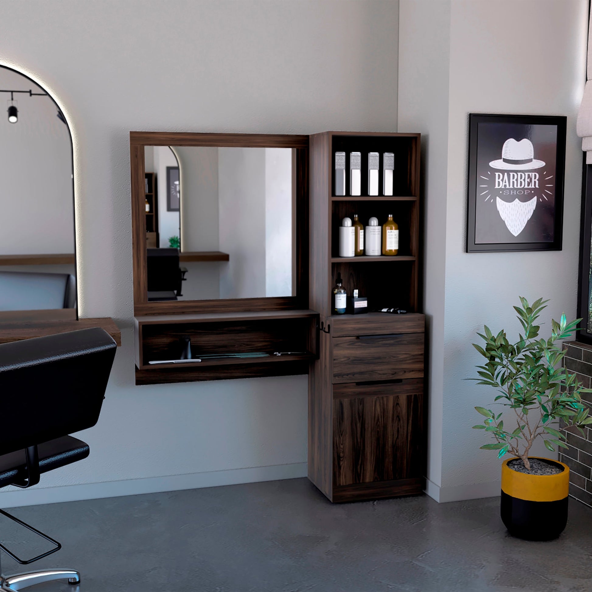 Tocador O Mueble Barberia Motown Rta Nogal Eu