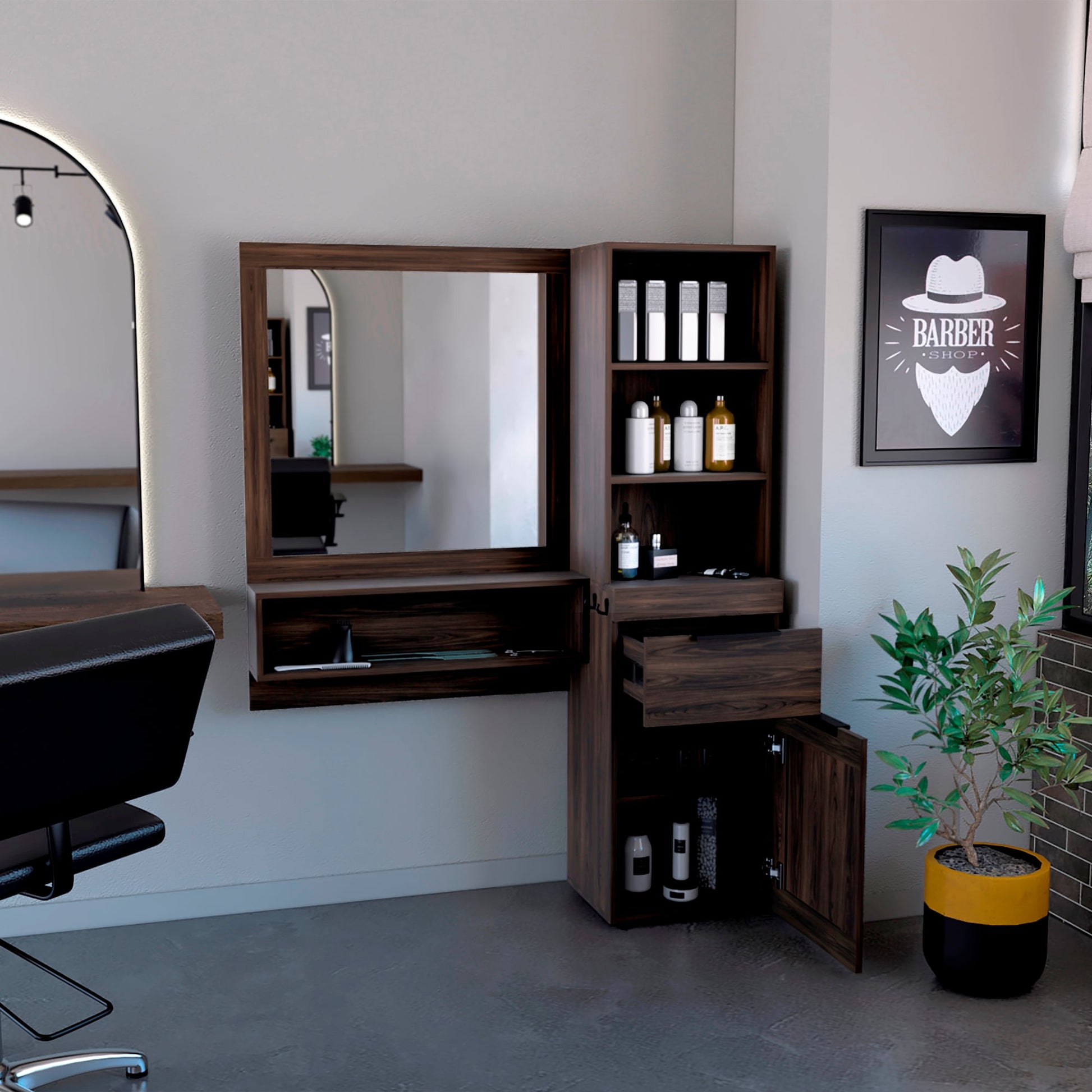 Tocador O Mueble Barberia Motown Rta Nogal Eu