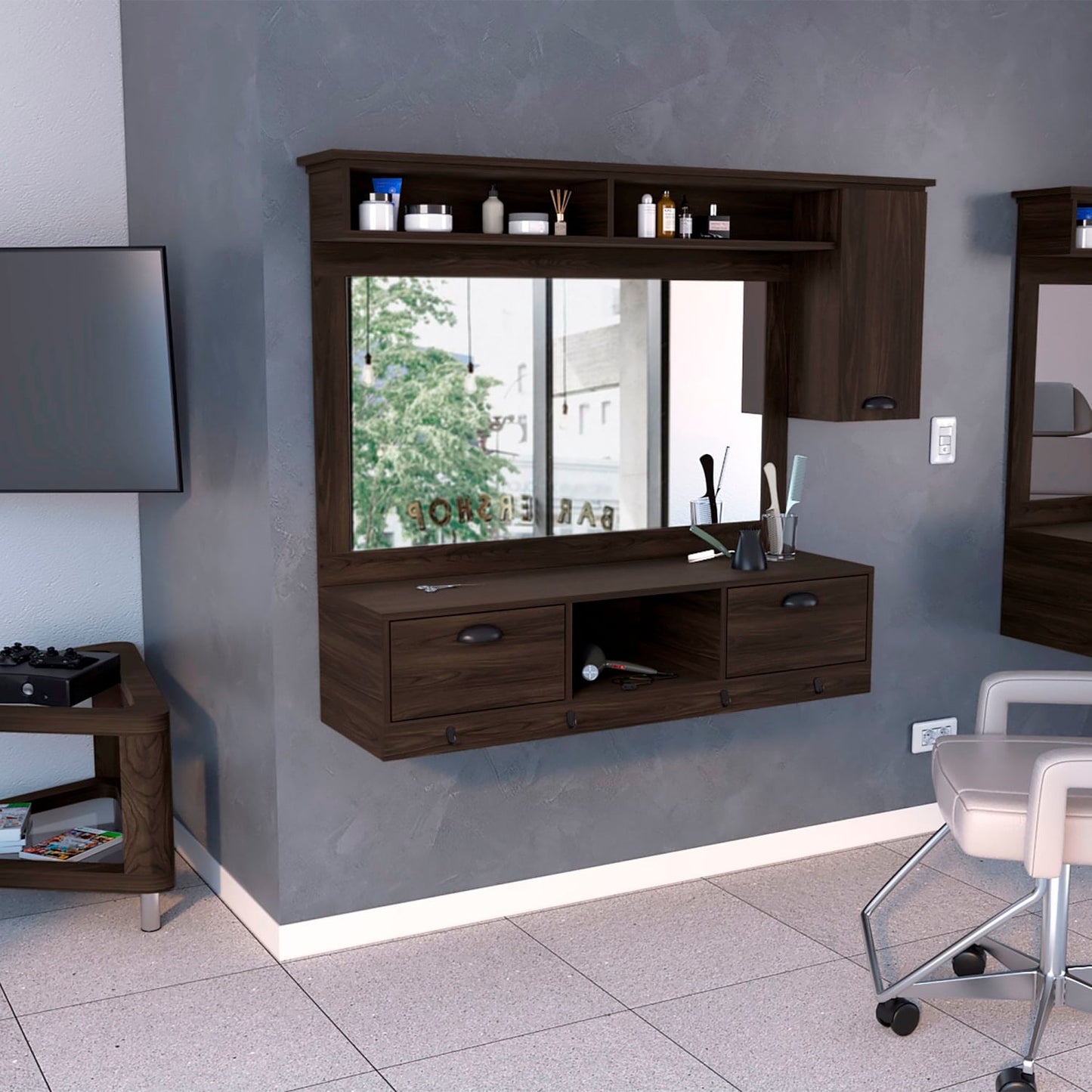 Tocador O Mueble Barberia Waltz Rta Nogal