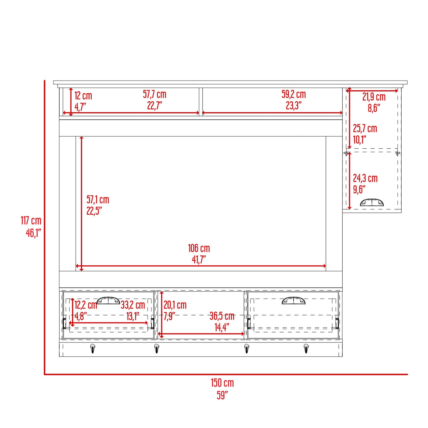 Tocador O Mueble Barberia Waltz Rta Nogal