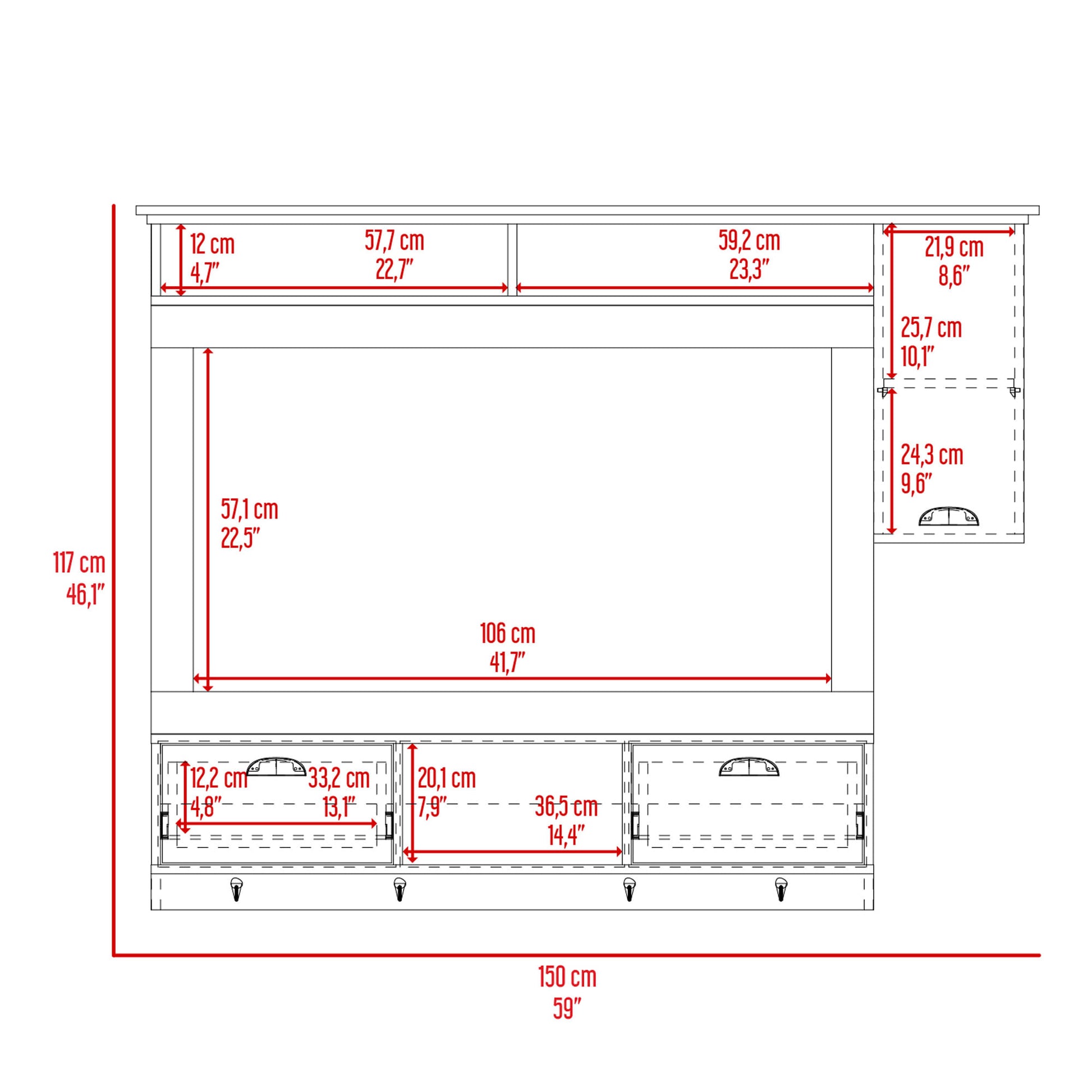 Tocador O Mueble Barberia Waltz Rta Nogal