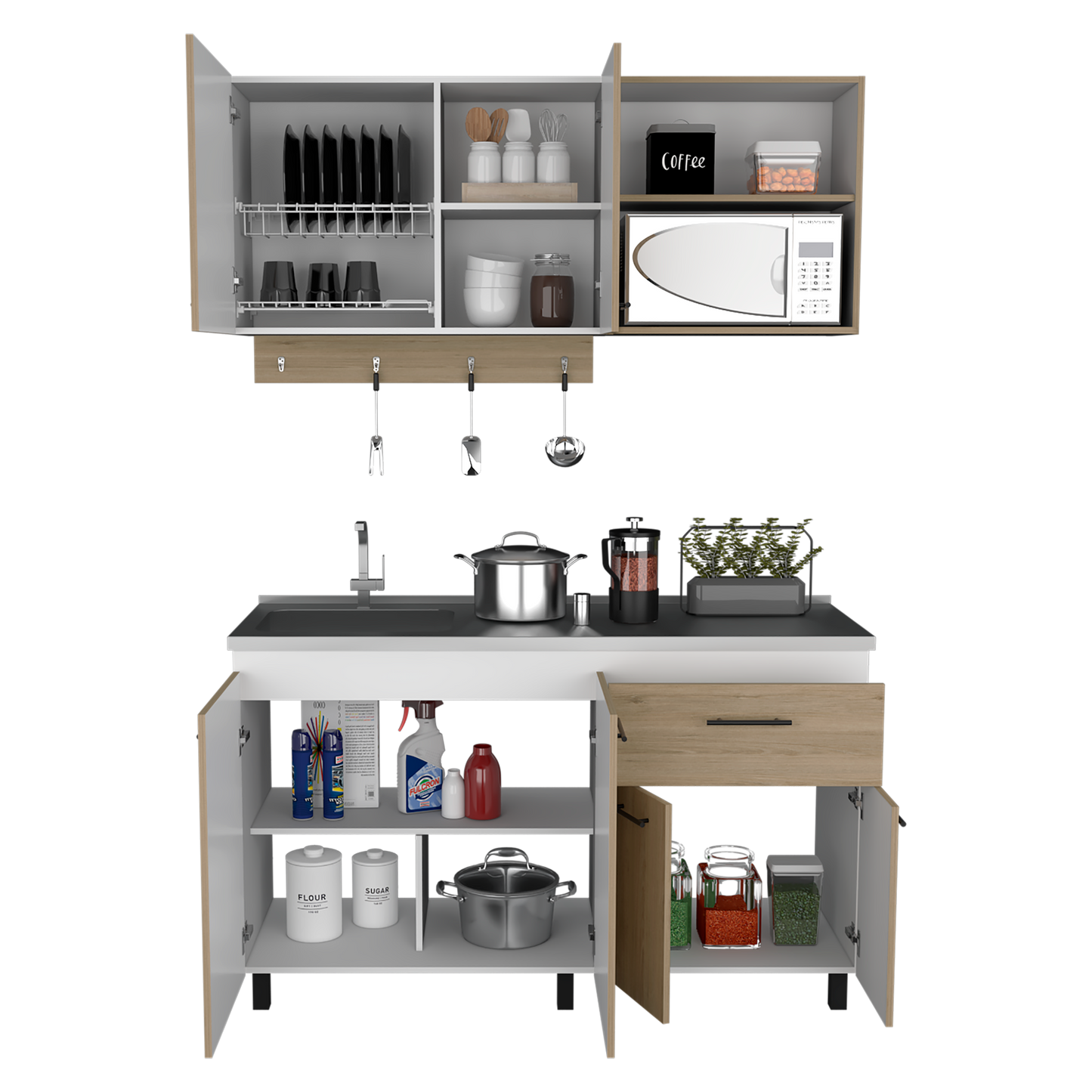 Cocina 150 Alani Rta Blanco-Rovere